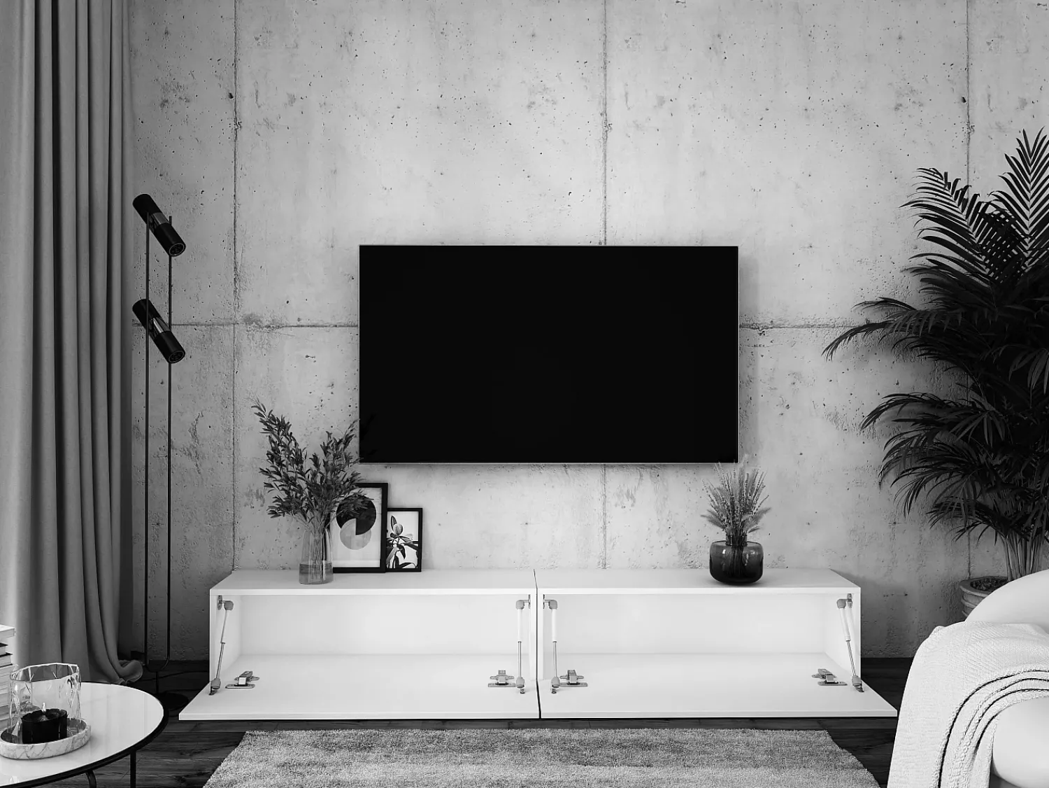 Móvel TV suspenso, (2 x 100) x 34 x 32 cm, Caxemira^ Móvel De Tv