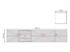 Móvel TV suspenso com 5 portas em madeira laminada 200x40 cm^ Móvel De Tv
