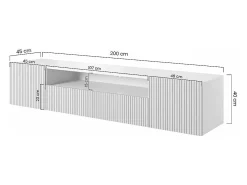 Móvel De Tv* Móvel TV suspenso em caxemira com 2 portas e 2 gavetas 200x45 cm Bege