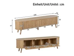 Online Hauss Spole Móvel TV vintage 180x38x47 cm em madeira clara com 4 portas Natural claro