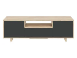 New Dmora Móvel TV Visalia, Aparador para televisão da sala, Móvel TV 3 portas, Aparador baixo, 150x41h46 cm, Carvalho Castanho