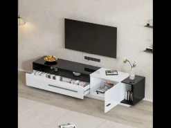 Móvel De Tv*Hauss Spole Móvel TV 170x38x42,3 cm com gaveta, porta e prateleira aberta, + preto Branco