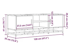 Móvel De Tv*vidaxl Móvel TV 120x35x41 cm derivados madeira/metal carvalho Castanho