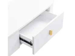 Móvel TV 174x35x41cm - Móvel baixo com 3 gavetas, puxadores e pés dourados, cantos curvos - em MDF^ Móvel De Tv