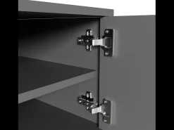 Móvel TV 170x40x45,5cm, com 4 portas estruturadas, puxadores e pés dourados, em aglomerado de partículas,^ Móvel De Tv