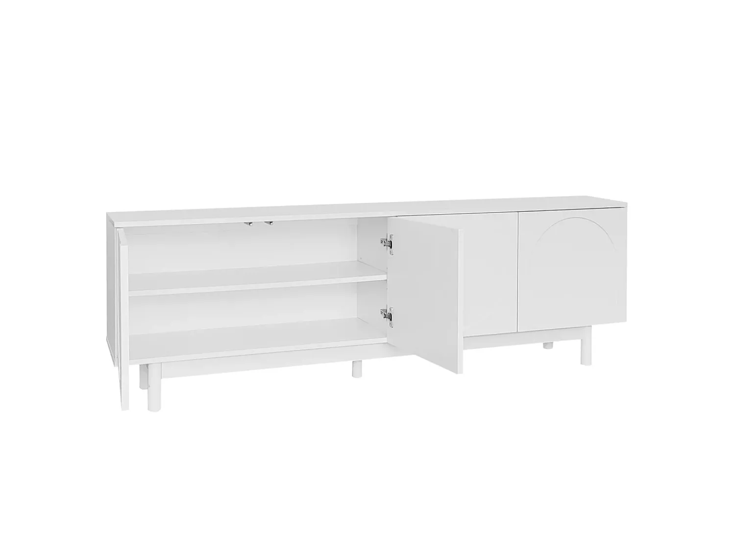 Móvel De Tv* Móvel TV 175x38x56cm, estilo light luxo, com 4 portas texturizadas, divisórias reguláveis, Branco