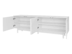 Móvel De Tv* Móvel TV 175x38x56cm, estilo light luxo, com 4 portas texturizadas, divisórias reguláveis, Branco