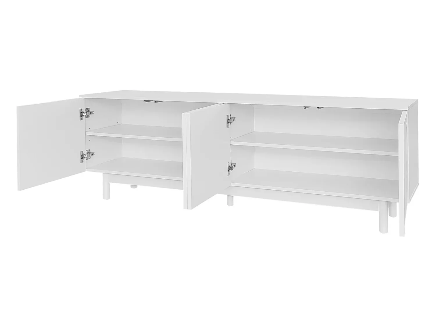 Móvel De Tv* Móvel TV 175x38x56cm, estilo light luxo, com 4 portas texturizadas, divisórias reguláveis, Branco