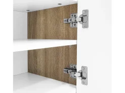 Móvel De Tv| Painel baixo para TV com pés em blocos de cores em e preto brilhante, com portas e gavetas. Branco
