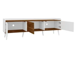 Painel de TV com 3 portas - Tampo com calhas laterais - acabamento em madeira natural -^ Móvel De Tv