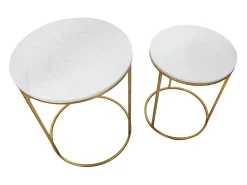 Clearance Par de Mesas de Centro Simply Marble Cm Ø52X63-42X53 Branco