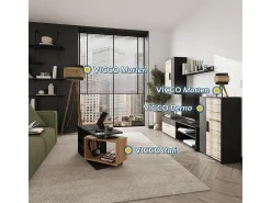 Outlet Vicco Parede da sala de estar carvalho goldkraft/antracite 140x35.2x38.7 berno Natural escuro