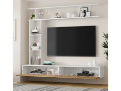 DripeX Parede TV com Armazenamento - 2 Portas - Instalação em Pé ou Pendurada - Adequado para TV abaixo de 80