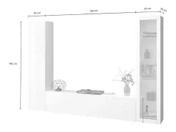 Discount Dmora Parete attrezzata Girolamo, Set salotto porta TV a 3 ante, Mobile soggiorno multiuso con vetrina e luce LED, 100% Made in Italy, cm 260x30h180, Bianco lucido Branco