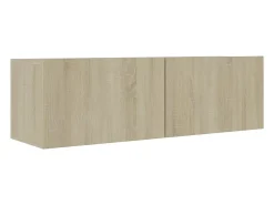 7pcs conjunto de móveis de TV derivados madeira carvalho sonoma PT898740^ Móvel De Tv
