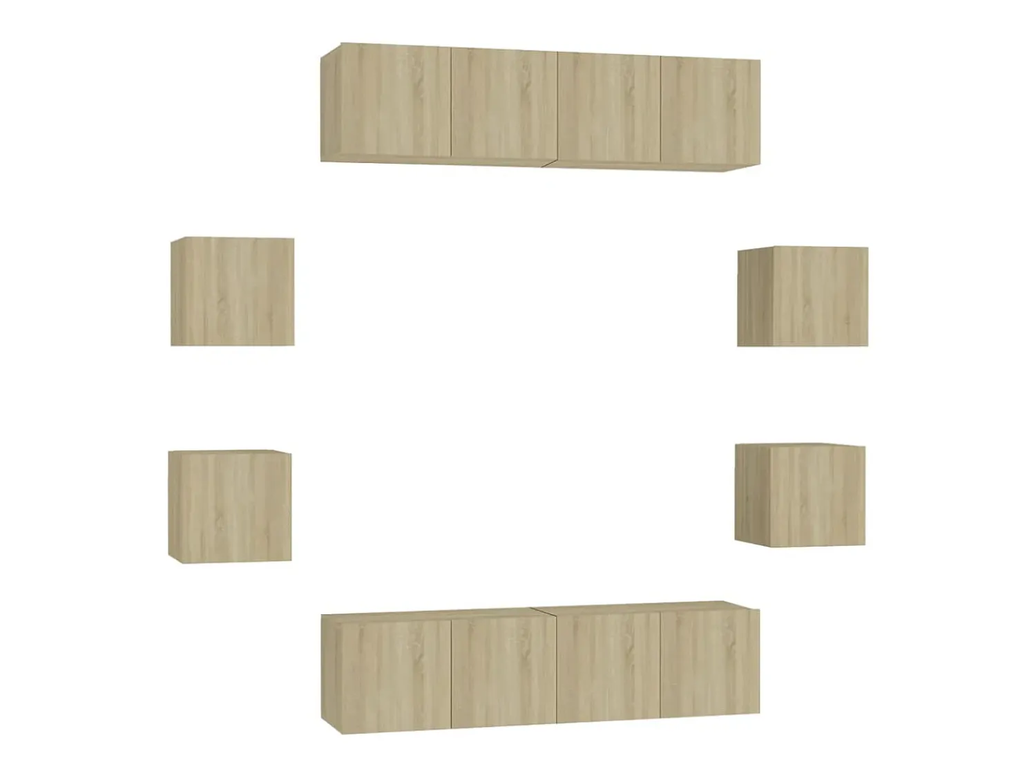 8pcs conjunto móveis de TV derivados de madeira carvalho sonoma PT705861^ Móvel De Tv