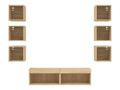 Móvel De Tv|vidaxl 8pcs móveis parede p/ TV c/ LEDs deriv. madeira carvalho sonoma Castanho