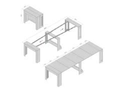 Consola| PETRA - Mesa de consola extensível de 42 cm a 3 metros - extensões integradas - capacidade para até 12 pessoas - Entrega gratuita Branco
