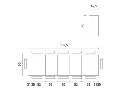 Pinóquio - Consola extensível (42,5/302,5 x 90 cm) em MDF lacado^ Consola