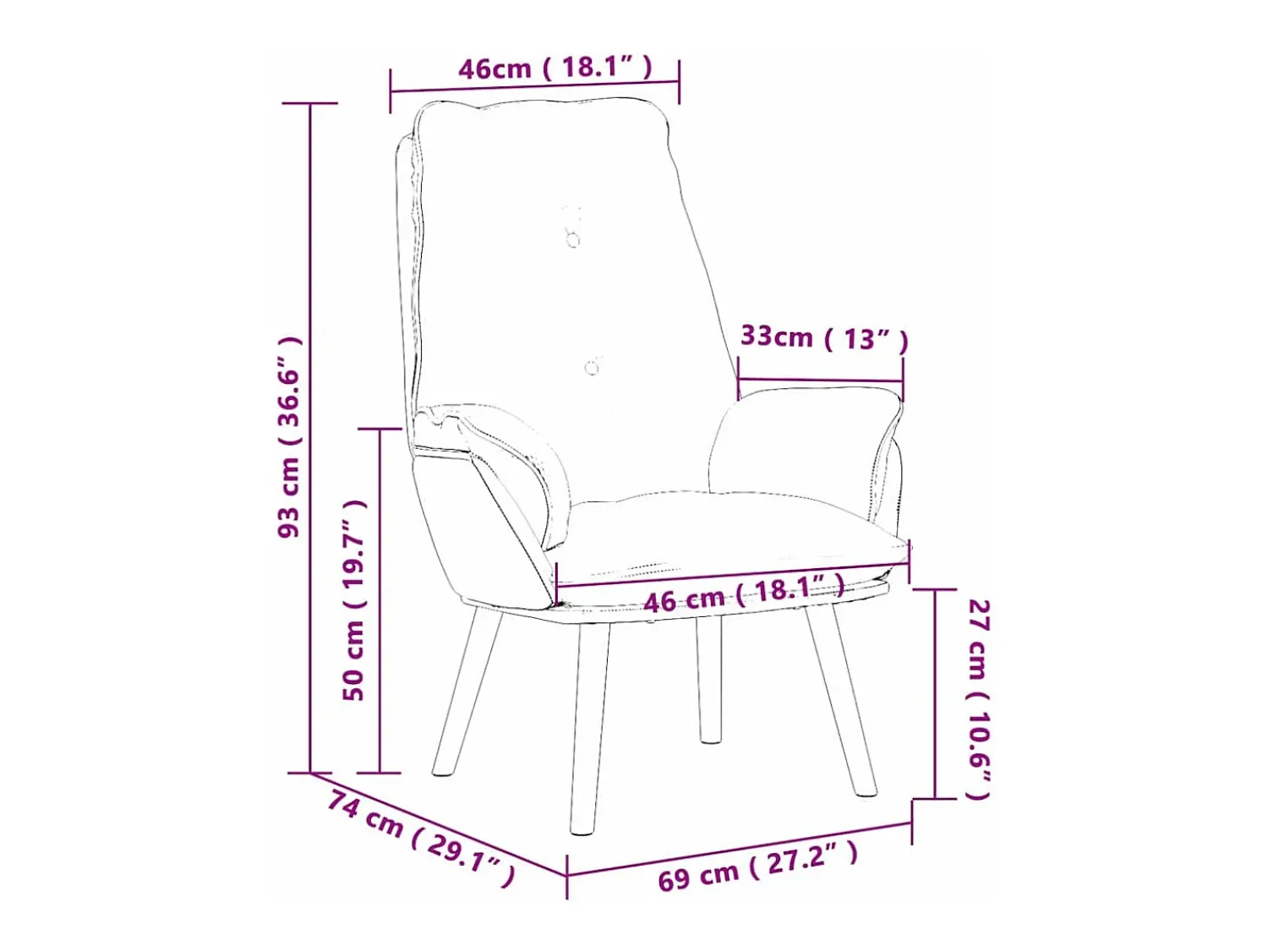 Best Poltrona | Cadeira de Sala | Cadeira Relaxante 69x74x93 cm tecido SHL339848 Rosa