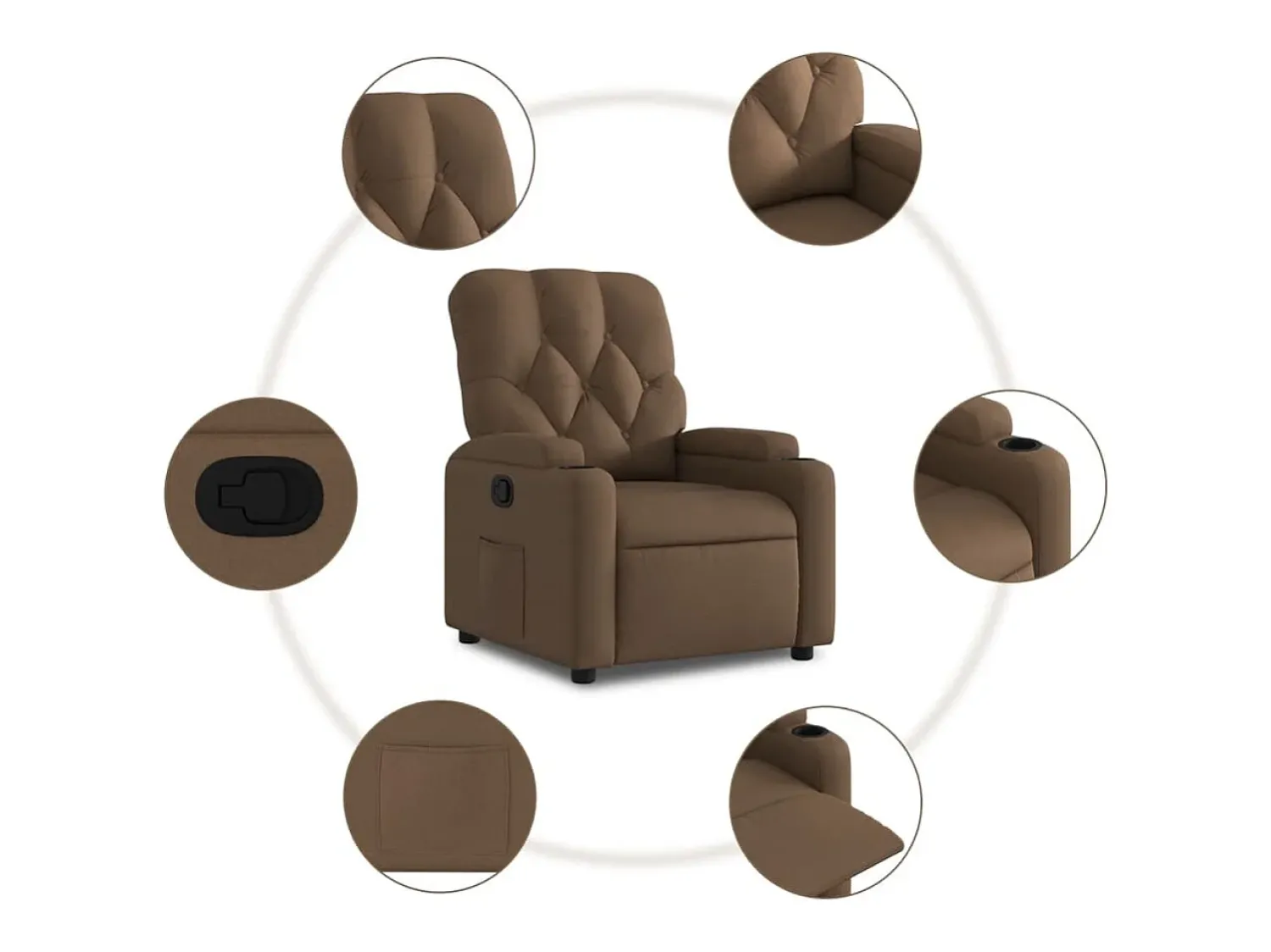Best Poltrona | Cadeira Relax | Cadeira reclinável tecido SHL836991 Castanho