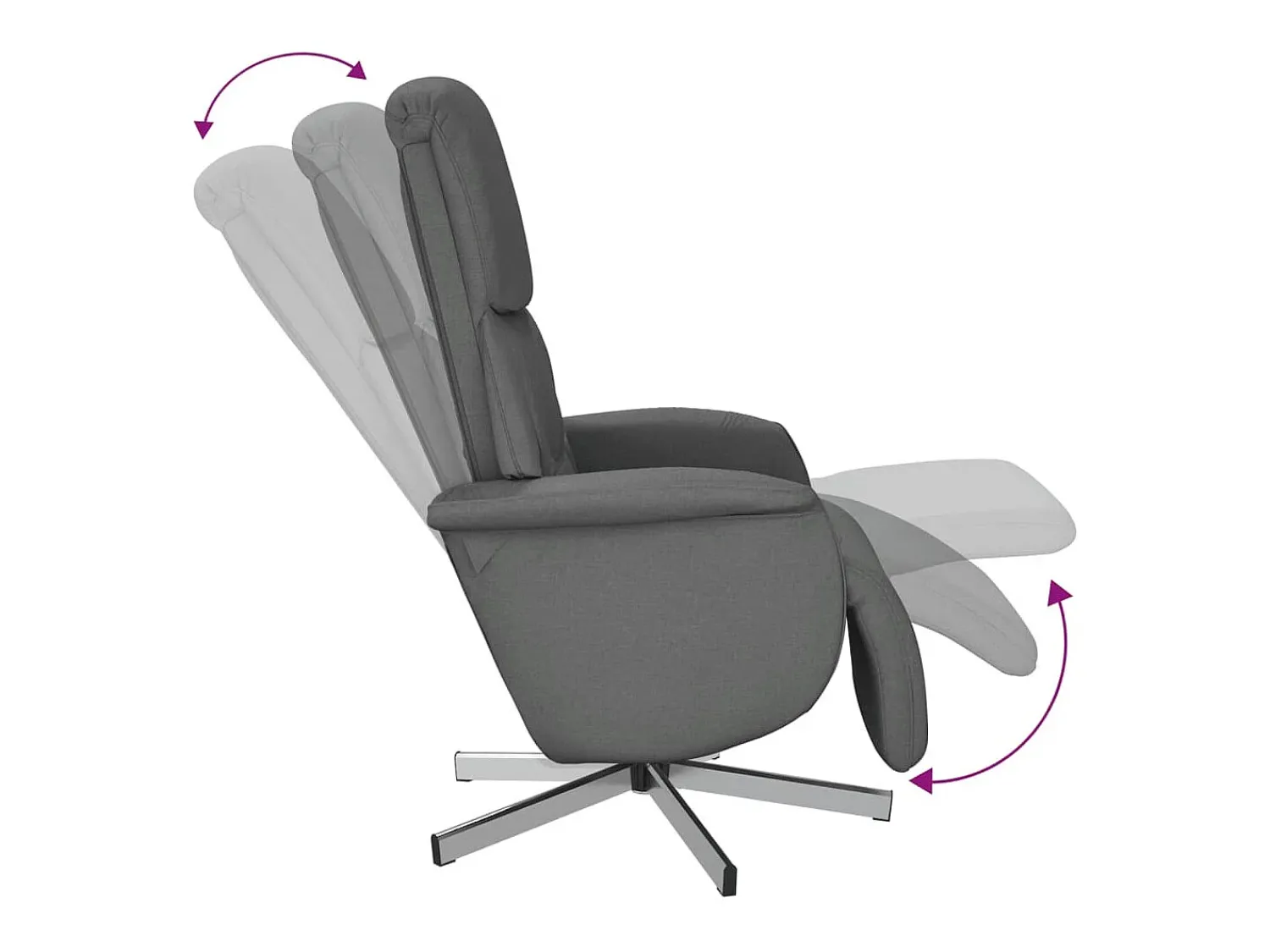 Poltrona| Poltrona | Cadeira Relax | Cadeira reclinável com apoio de pés tecido cinzento-escuro SHL480946 Cinza antracite