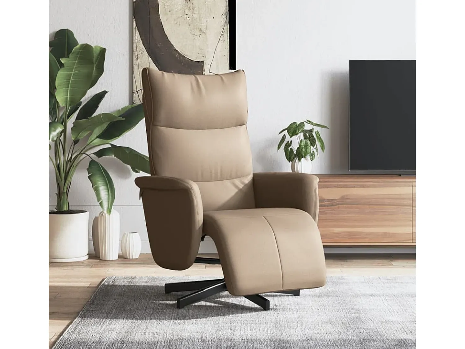 Poltrona | Cadeira Relax | Cadeira reclinável com apoio de pés couro artificial cappuccino SHL5939^ Poltrona