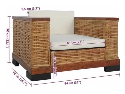Poltrona| Poltrona | Cadeira Relax com almofadões em vime natural SHL508124 Castanho