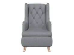 Poltrona | Cadeira Relax com pés baloiço seringueira maciça tecido cinza-claro SHL513348^ Poltrona