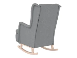 Poltrona | Cadeira Relax com pés baloiço seringueira maciça tecido cinza-claro SHL513348^ Poltrona