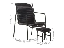 Poltrona| Poltrona | Cadeira Relax com braços e apoio de pés couro genuíno SHL768873 Preto