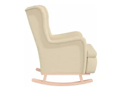 Poltrona | Cadeira Relax com pés de baloiço seringueira maciça tecido cor SHL539690 Creme