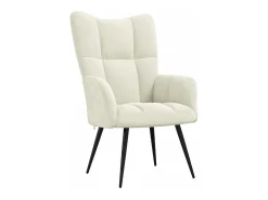 Poltrona | Cadeira Relax com banco veludo branco nata SHL834470^ Poltrona