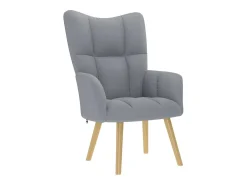 Poltrona | Cadeira Relax com banco p/ pés tecido cinza-claro SHL102292^ Poltrona