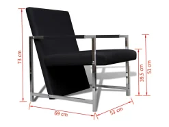 Poltrona| Poltrona | Cadeira Relax com pés cromados couro artificial SHL76316 Preto