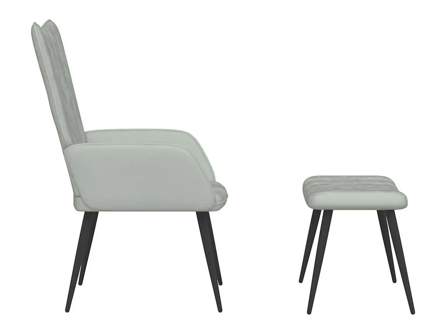 Poltrona* Poltrona | Cadeira Relax com banco veludo -claro SHL312002 Cinzento