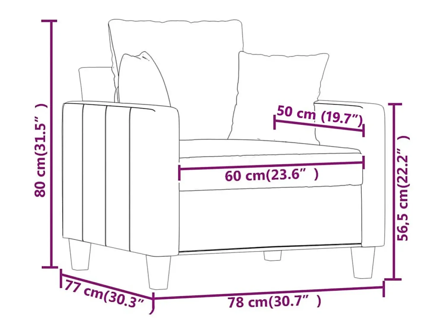 Poltrona|vidaxl Poltrona 60 cm tecido cor Creme