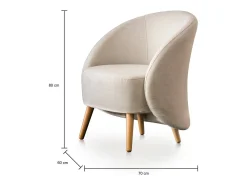 Poltrona*Talamo Italia Poltrona Annarella, poltrona lounge design, 100% Made in Italy, poltrona relaxante em tecido acolchoado, 70x60h80 cm, Bege