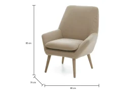 New Talamo Italia Poltrona Annarita, poltrona lounge de design, 100% Made in Italy, poltrona relaxante em tecido acolchoado, 80x70h95 cm, Bege