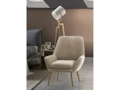New Talamo Italia Poltrona Annarita, poltrona lounge de design, 100% Made in Italy, poltrona relaxante em tecido acolchoado, 80x70h95 cm, Bege