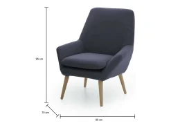 Poltrona*Talamo Italia Poltrona Annarita, poltrona lounge de design, 100% Made in Italy, poltrona relaxante em tecido acolchoado, 80x70h95 cm, Azul