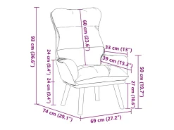 Poltrona*vidaxl poltrona Cinza Escuro 69 x 74 x 93 cm Veludo Cinzento