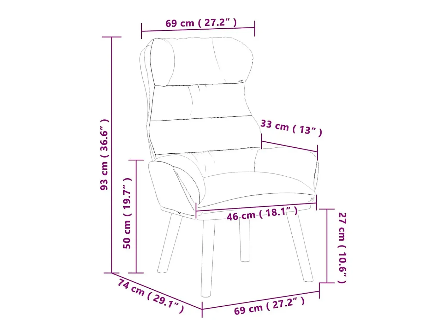 vidaxl poltrona Cinza Escuro 69 x 74 x 93 cm Tecido Sherpa^ Poltrona
