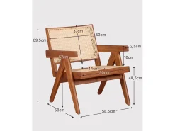 Outlet Nest Dream Poltrona clássica com braços em madeira de teca e rattan natural - Compass - Preto
