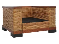 Poltrona|vidaxl Poltrona com almofadões em vime natural Castanho