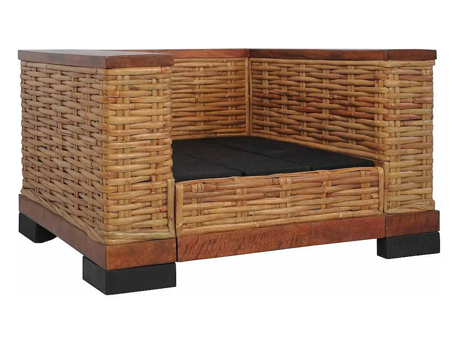 Poltrona|vidaxl Poltrona com almofadões em vime natural Castanho