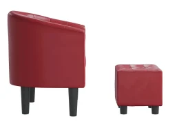Poltrona com apoio de pés couro artificial -tinto PT254520^ Poltrona