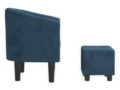 Outlet Poltrona com apoio de pés veludo -escuro PT362157 Azul