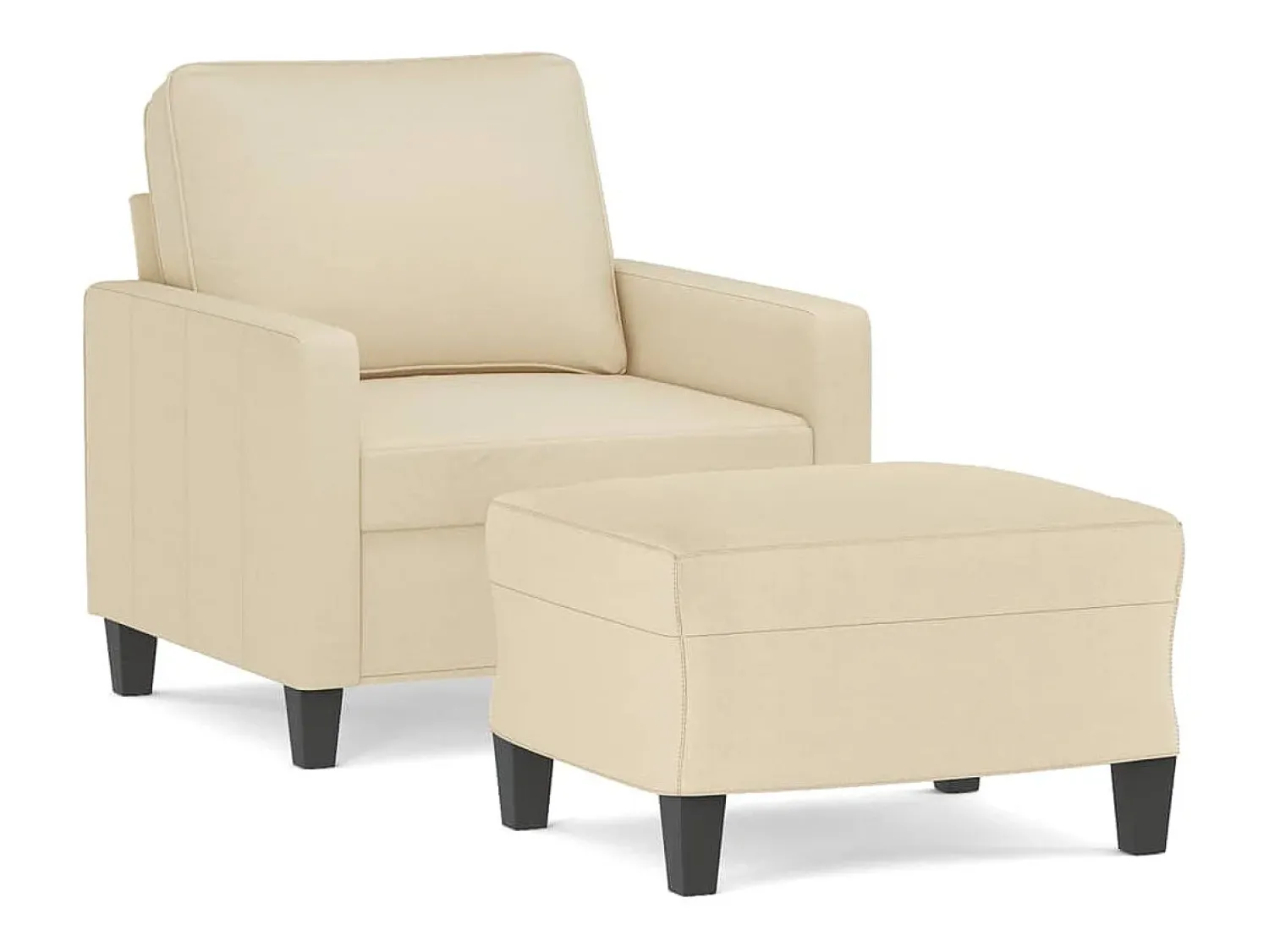 Outlet vidaxl Poltrona com apoio de pés 60 cm tecido cor Creme