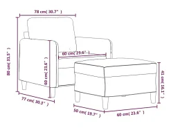 vidaxl Poltrona com apoio de pés 60 cm veludo^ Poltrona